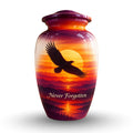 "Never Forgotten" Eagle Cremation Urn for Human Ashes – Personalized Handmade Aluminum Urn