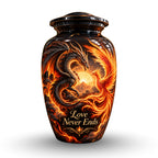 dragon design urn for human ashes, handmade aluminum urn – photo 1