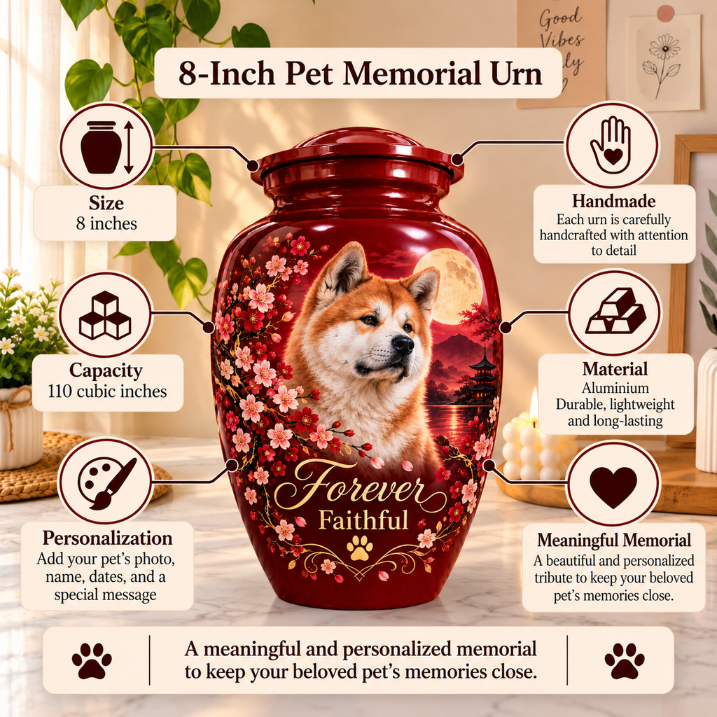 custom pet photo cremation urn for dogs, handmade aluminum pet memorial urn with photo – picture 3