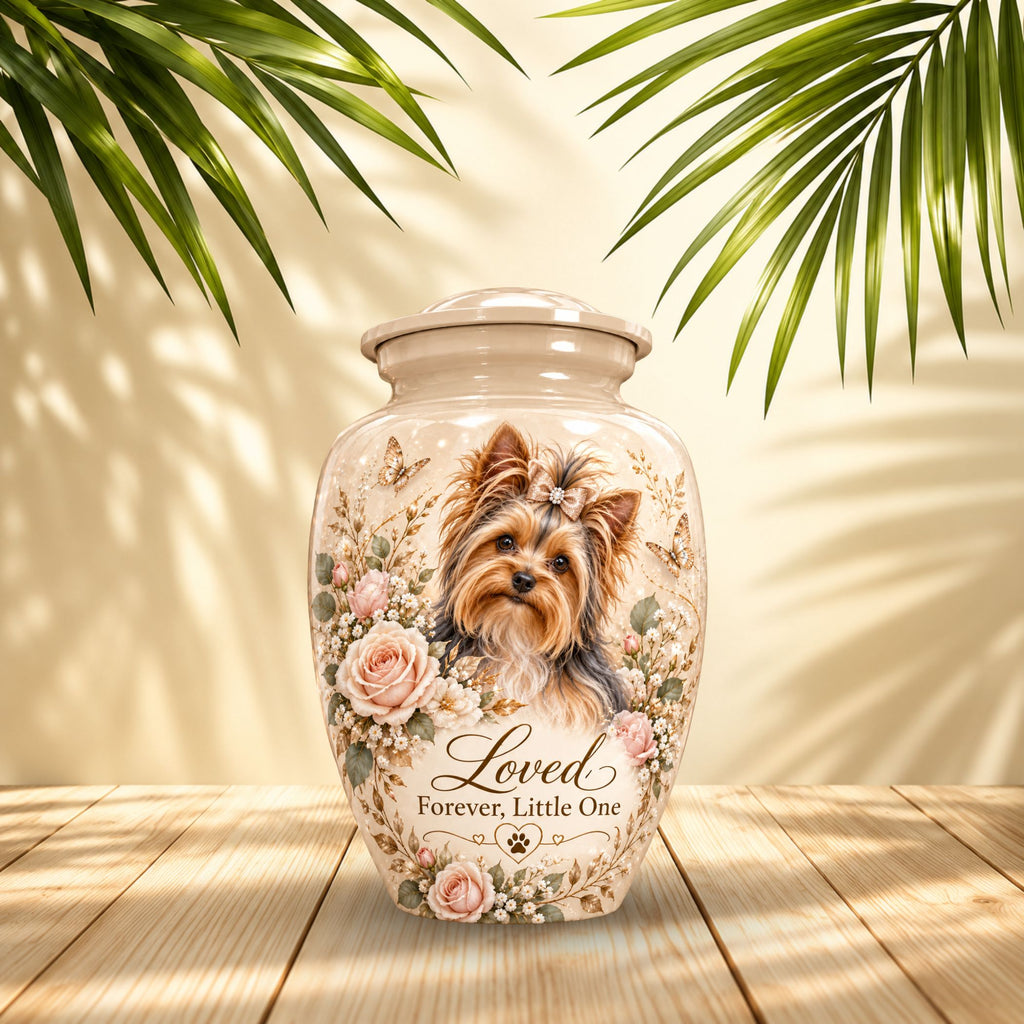 custom dog portrait urn for dog ashes, handmade aluminum pet memorial urn with photo – picture 2
