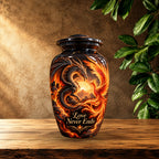 dragon design urn for human ashes, handmade aluminum urn – photo 2