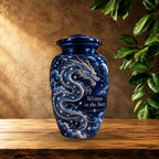 dragon design cremation urn with keepsakes, handmade aluminum urn – photo 2