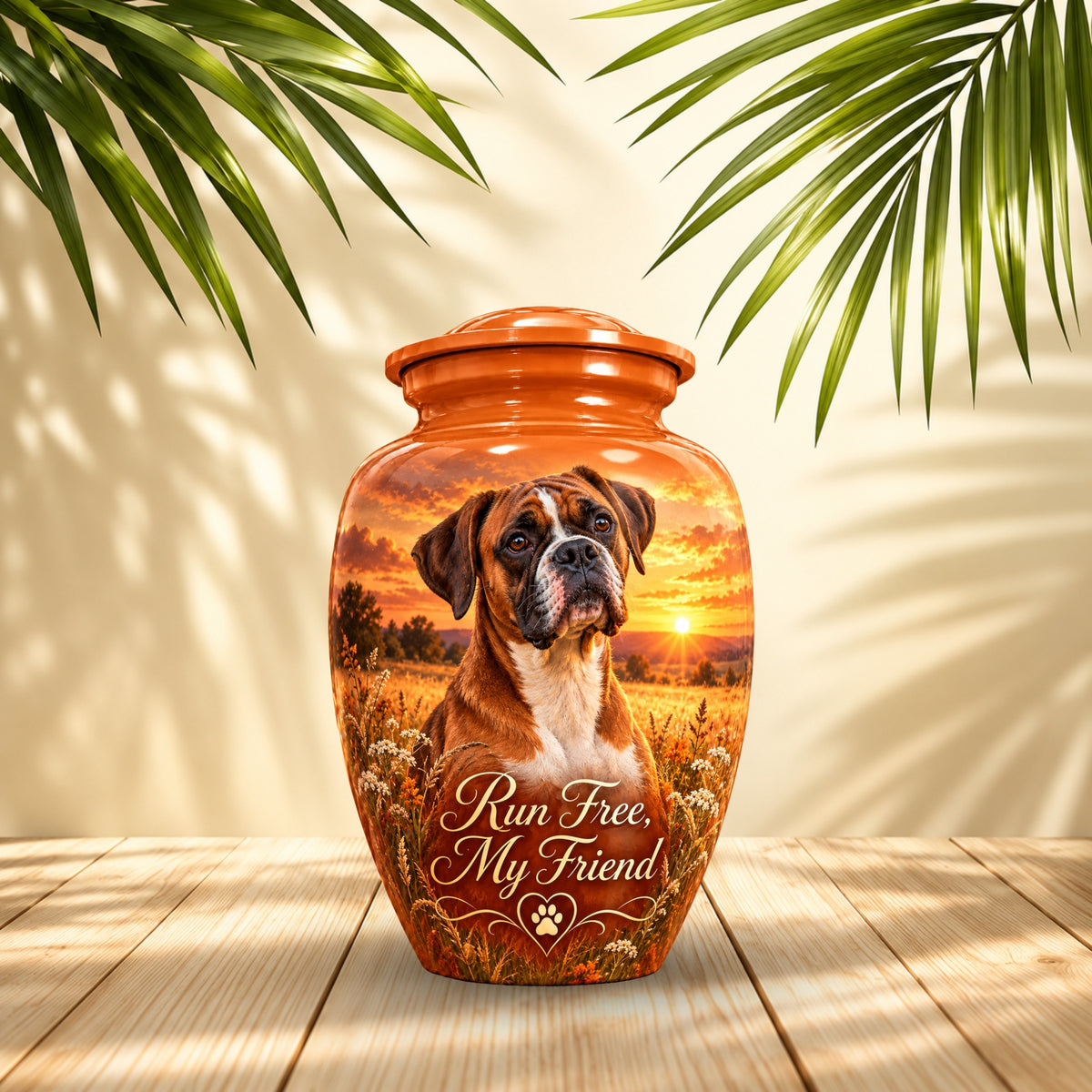 custom dog portrait memorial urn for pet ashes, handmade aluminum pet memorial urn with photo – picture 2