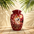 custom pet photo cremation urn for dogs, handmade aluminum pet memorial urn with photo – picture 1