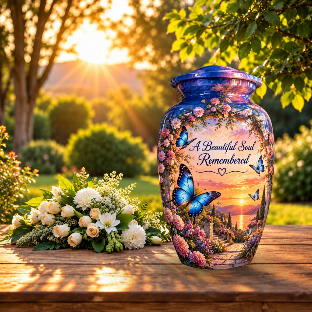 Lakeside Garden Cremation Urn for Human Ashes – Personalized Handmade Aluminum Urn