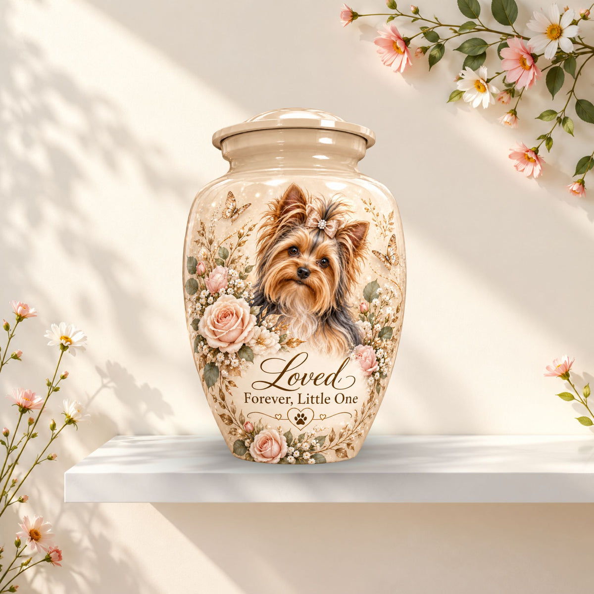 custom dog portrait urn for dog ashes, handmade aluminum pet memorial urn with photo – picture 3