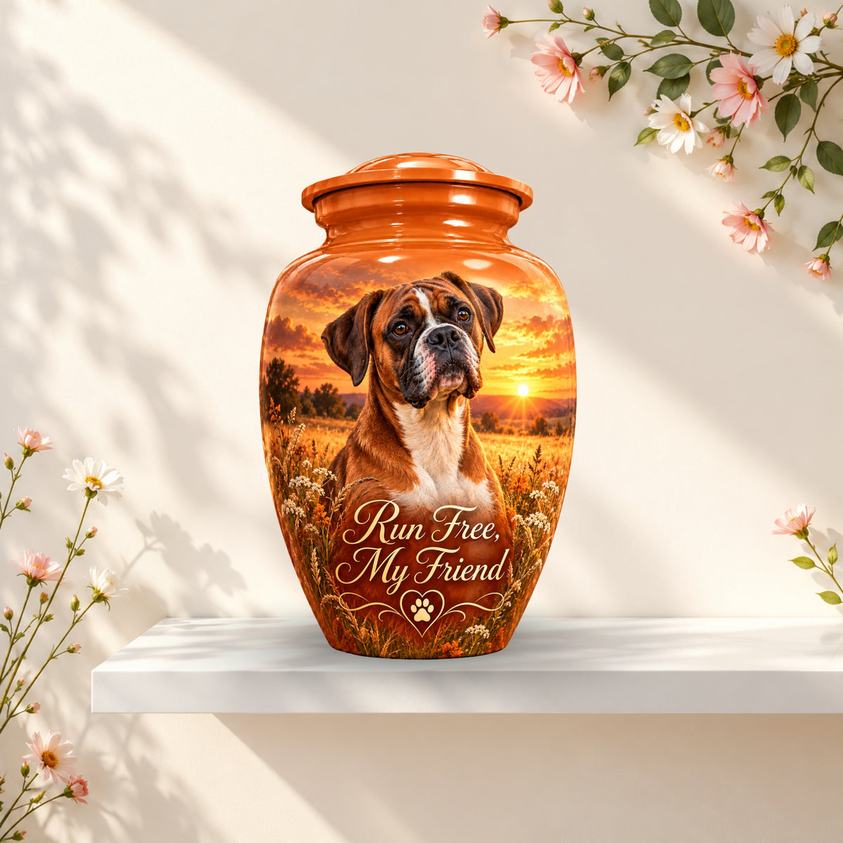 custom dog portrait memorial urn for pet ashes, handmade aluminum pet memorial urn with photo – picture 3