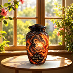 dragon design urn for human ashes, handmade aluminum urn – photo 3
