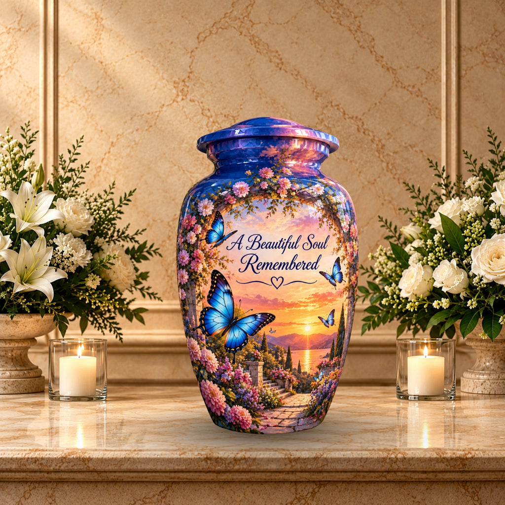 Lakeside Garden Cremation Urn for Human Ashes – Personalized Handmade Aluminum Urn