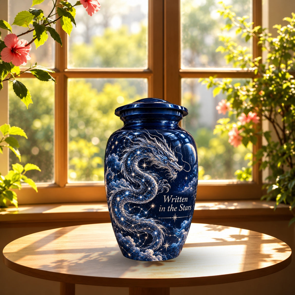 dragon design cremation urn with keepsakes, handmade aluminum urn – photo 3