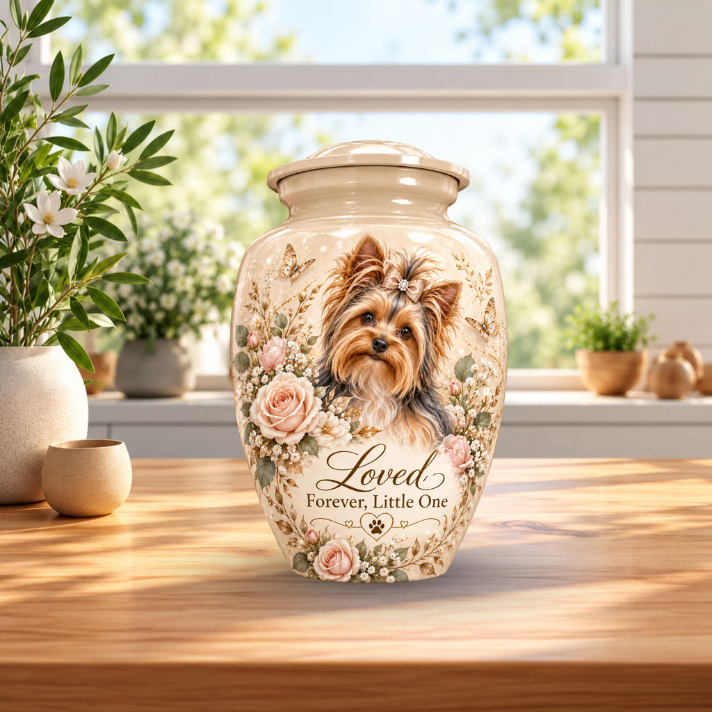 custom dog portrait urn for dog ashes, handmade aluminum pet memorial urn with photo – picture 4