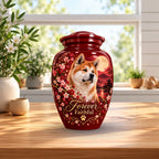 custom pet photo cremation urn for dogs, handmade aluminum pet memorial urn with photo – picture 5