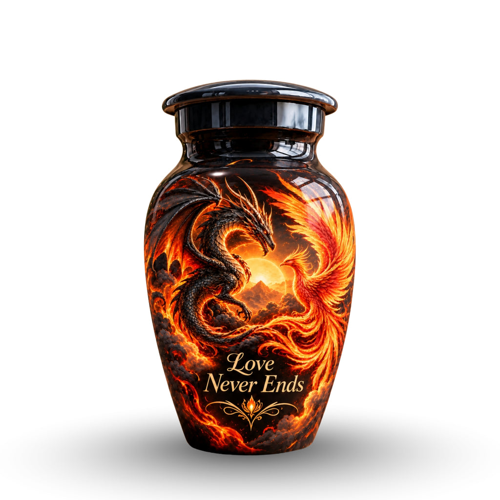 dragon design urn for human ashes, handmade aluminum urn – photo 4