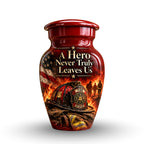 firefighter hero memorial cremation urn for human ashes, handmade aluminum – photo 4