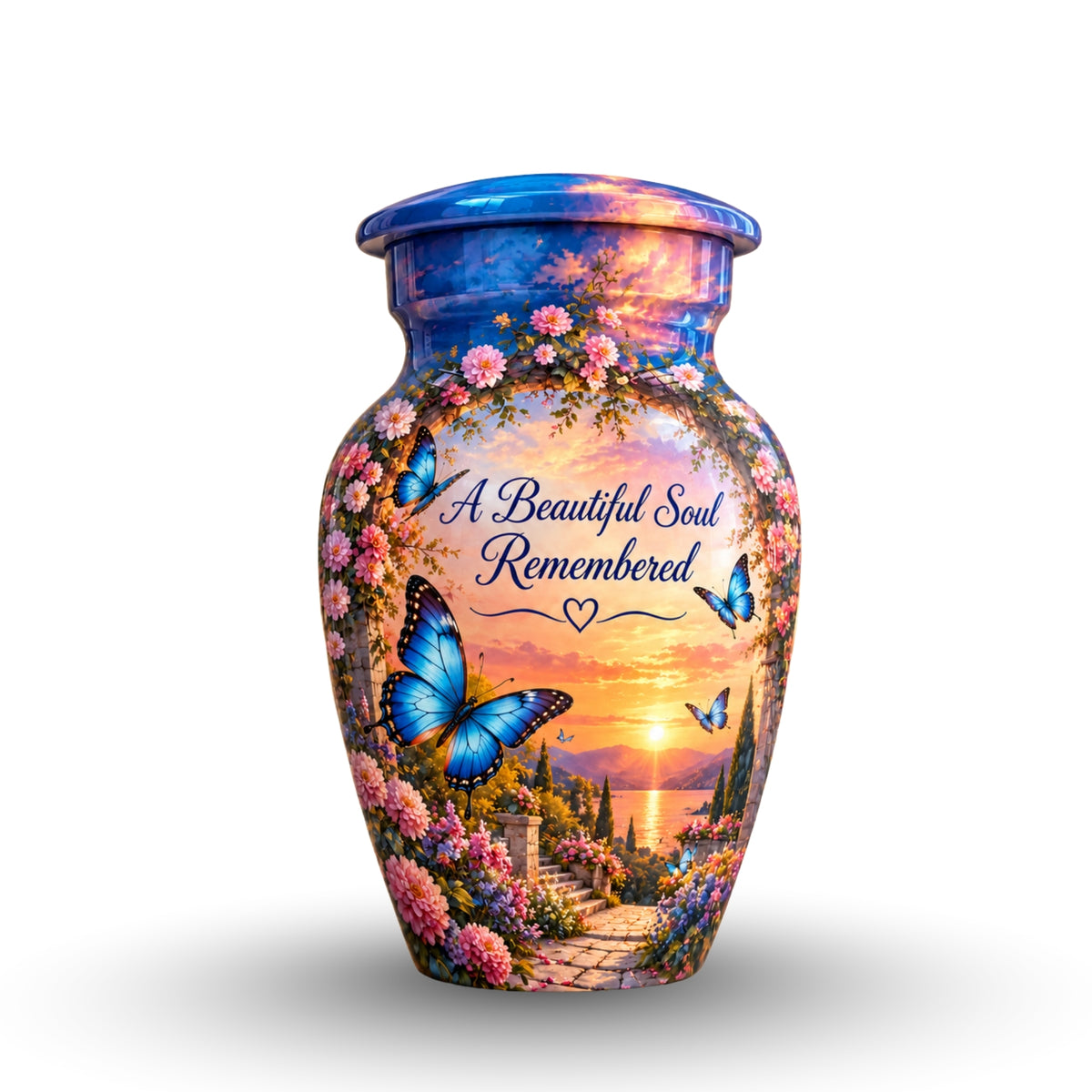 Lakeside Garden Cremation Urn for Human Ashes – Personalized Handmade Aluminum Urn