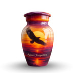 "Never Forgotten" Eagle Cremation Urn for Human Ashes – Personalized Handmade Aluminum Urn
