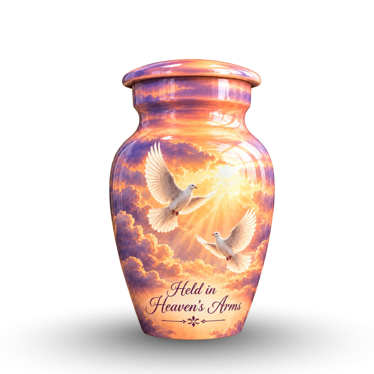 Heavenly Doves Cremation Urn for Human Ashes – Personalized Handmade Aluminum Urn