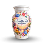 Heart and Blossoms Cremation Urn for Human Ashes – Personalized Handmade Aluminum Urn