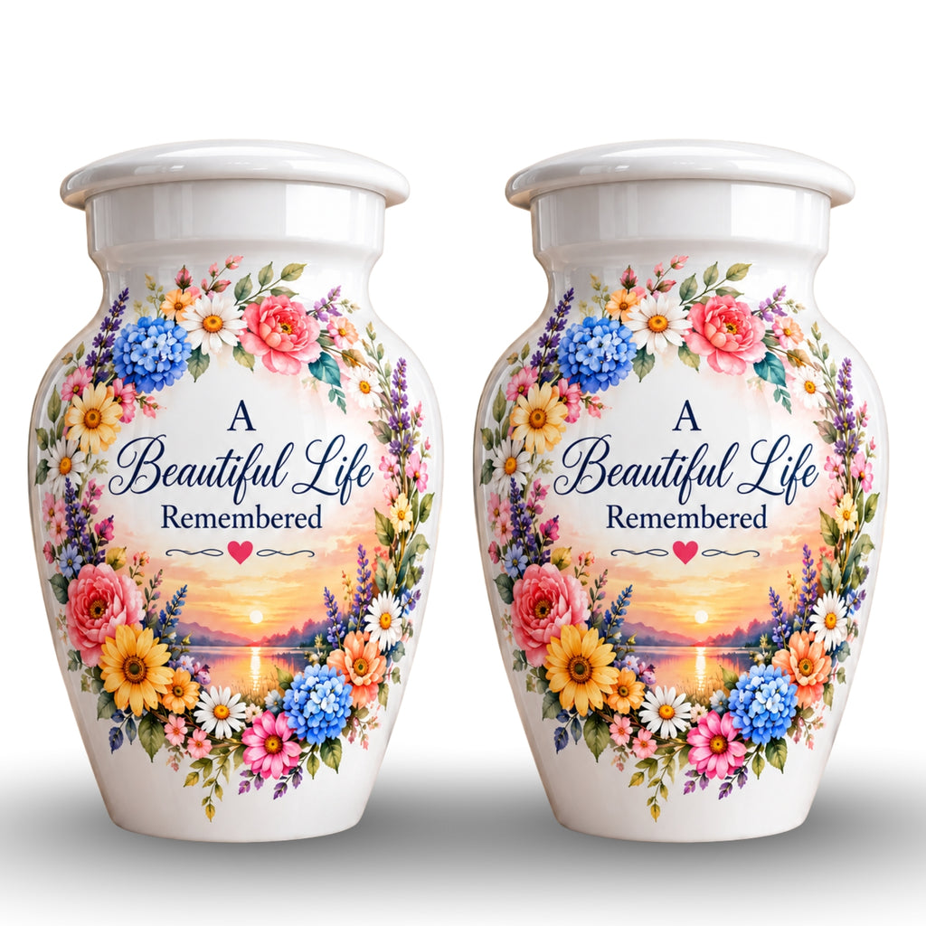 Heart and Blossoms Cremation Urn for Human Ashes – Personalized Handmade Aluminum Urn