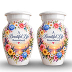 Heart and Blossoms Cremation Urn for Human Ashes – Personalized Handmade Aluminum Urn