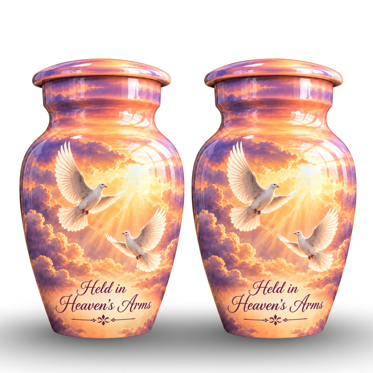 Heavenly Doves Cremation Urn for Human Ashes – Personalized Handmade Aluminum Urn