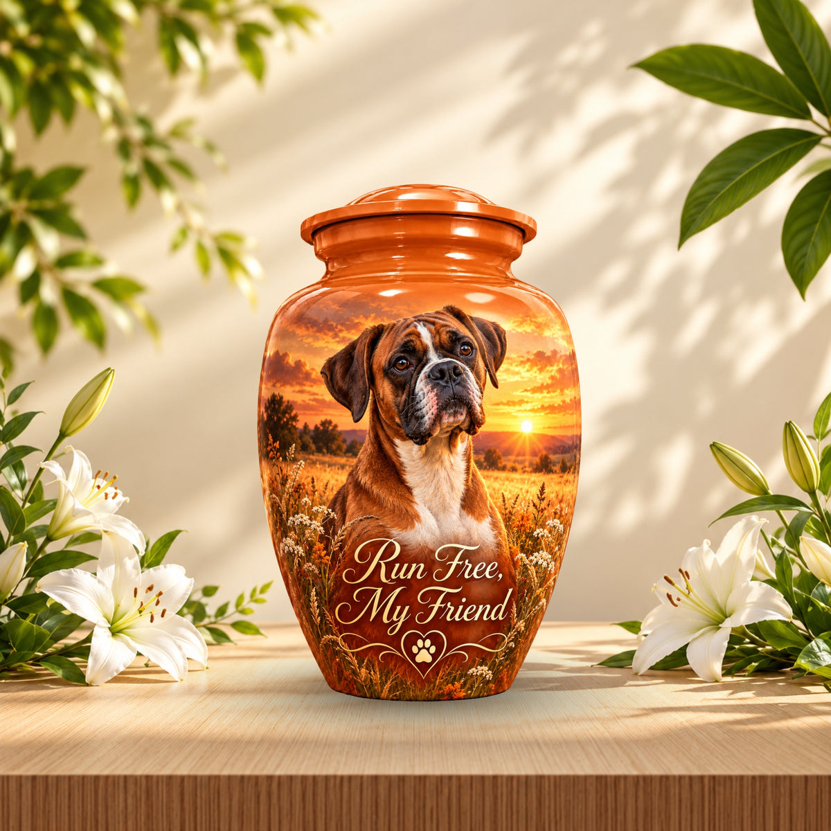 custom dog portrait memorial urn for pet ashes, handmade aluminum pet memorial urn with photo – picture 5