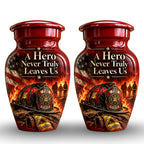 firefighter hero memorial cremation urn for human ashes, handmade aluminum – photo 5