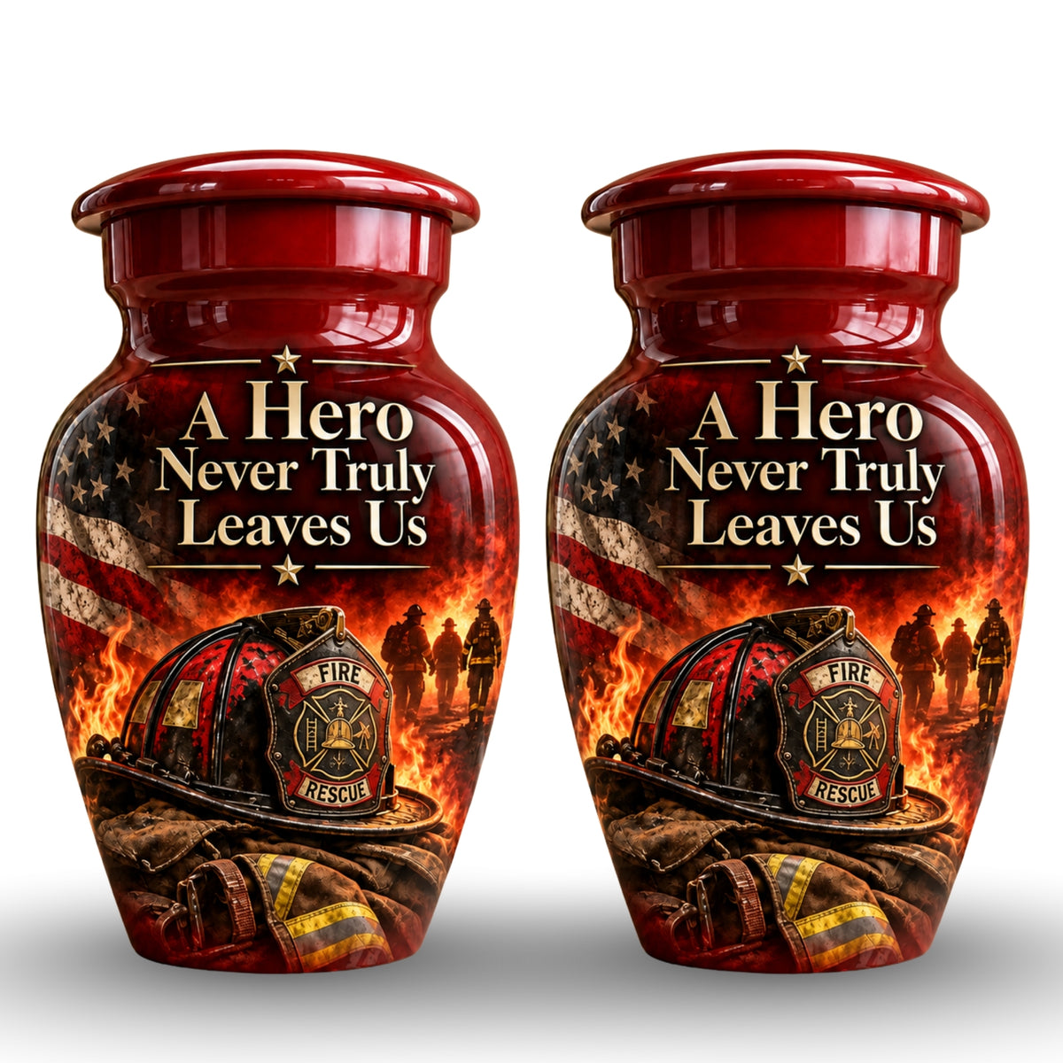 firefighter hero memorial cremation urn for human ashes, handmade aluminum – photo 5