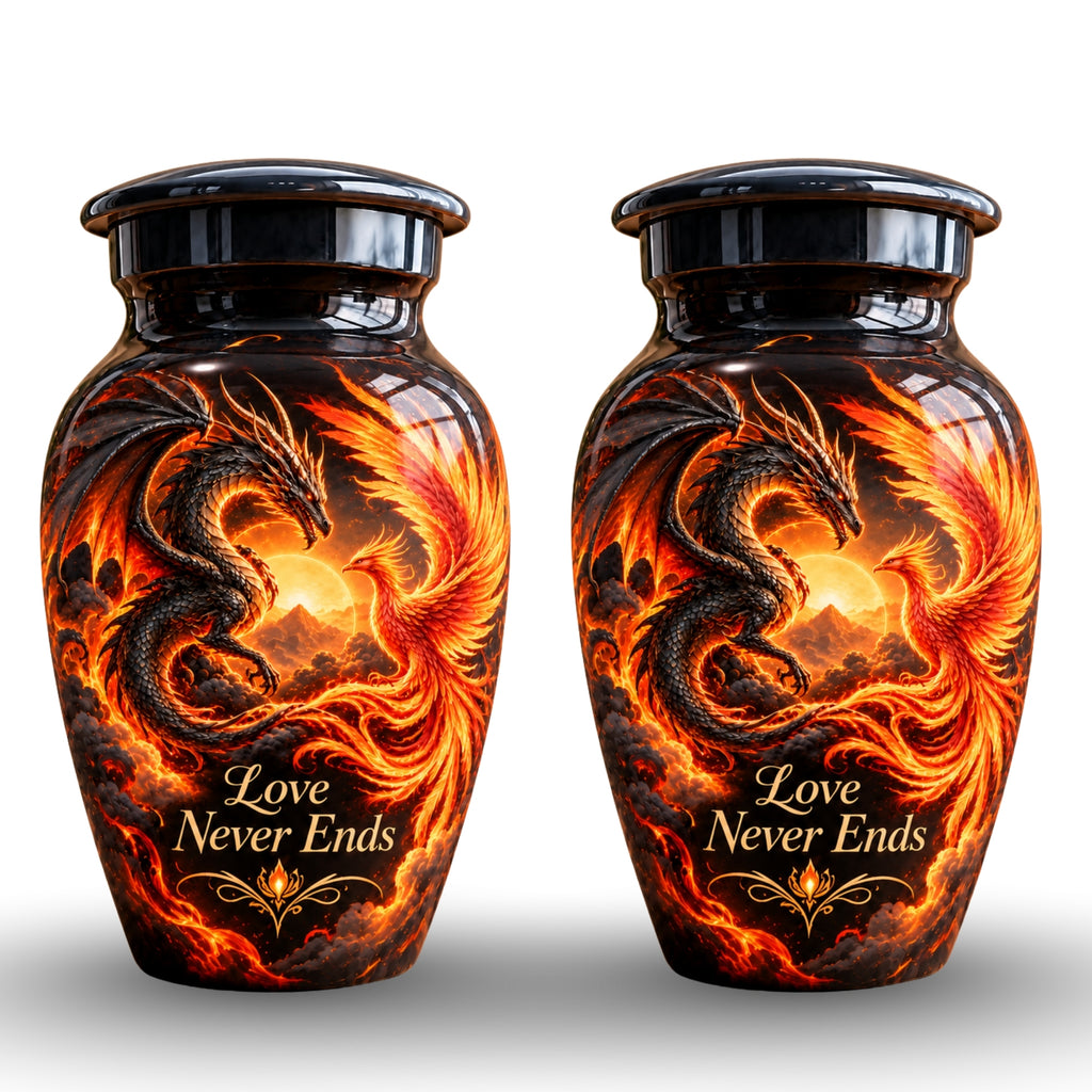 dragon design urn for human ashes, handmade aluminum urn – photo 5