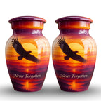 "Never Forgotten" Eagle Cremation Urn for Human Ashes – Personalized Handmade Aluminum Urn