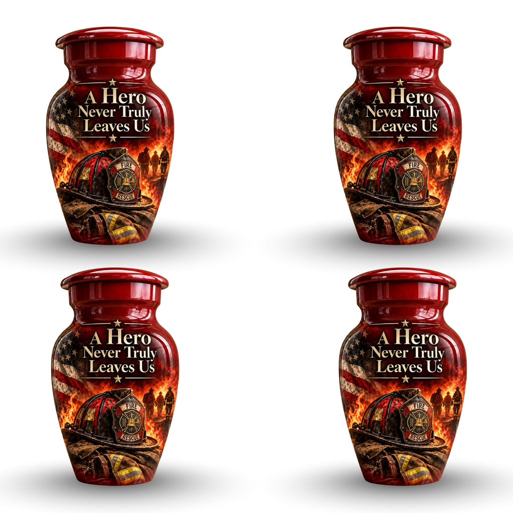 firefighter hero memorial cremation urn for human ashes, handmade aluminum – photo 6
