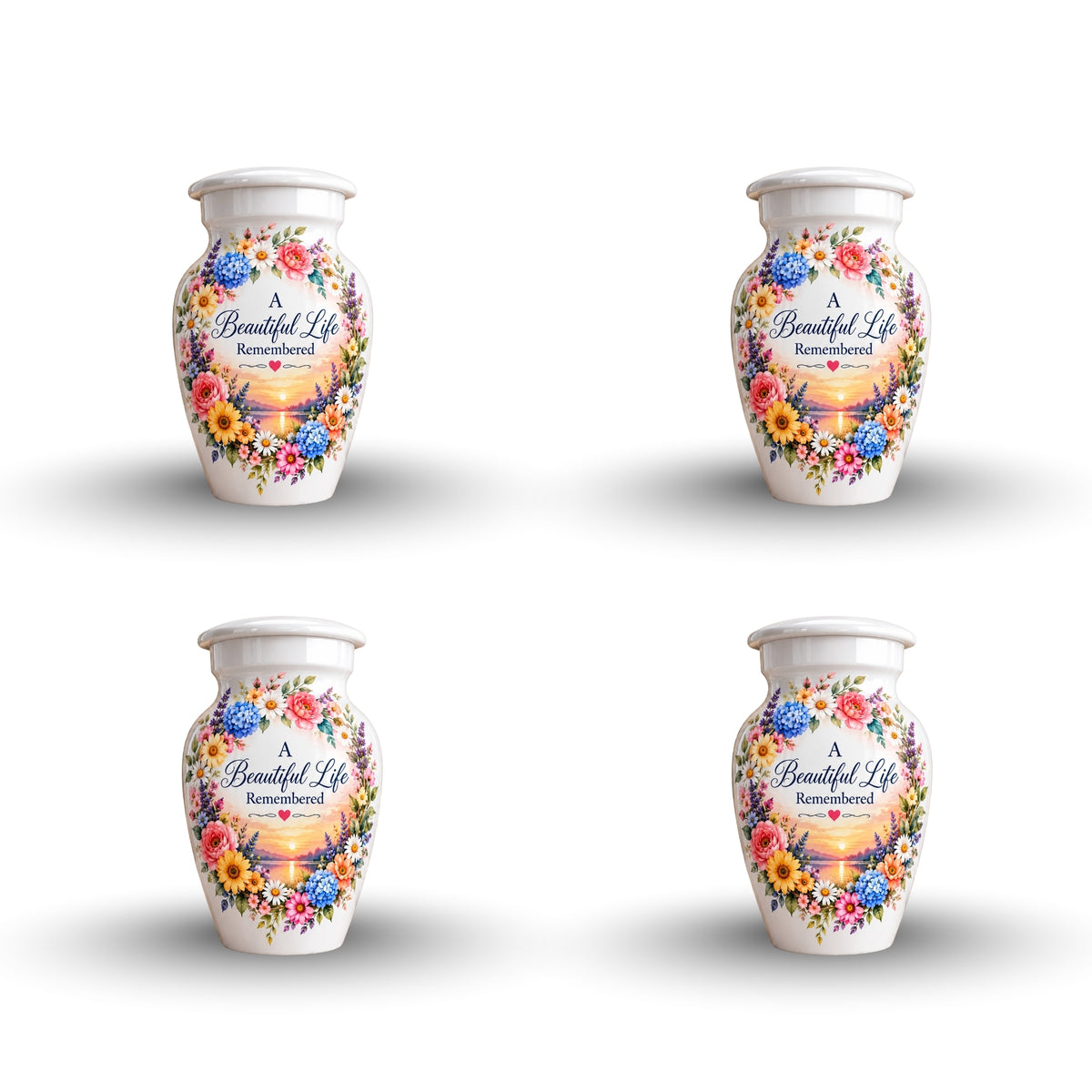 Heart and Blossoms Cremation Urn for Human Ashes – Personalized Handmade Aluminum Urn