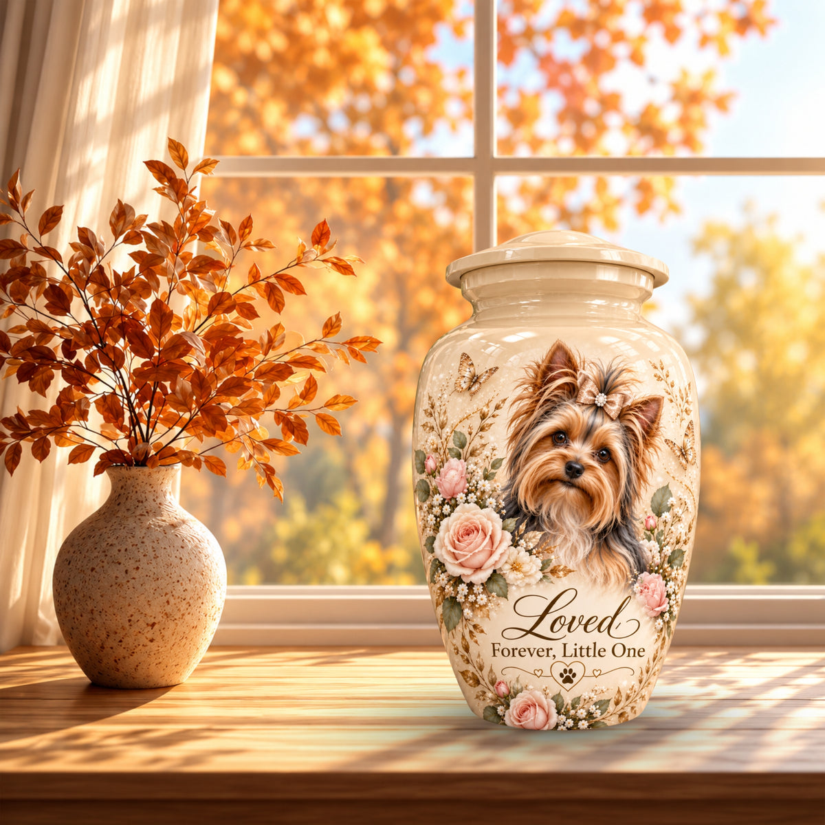 custom dog portrait urn for dog ashes, handmade aluminum pet memorial urn with photo – picture 7