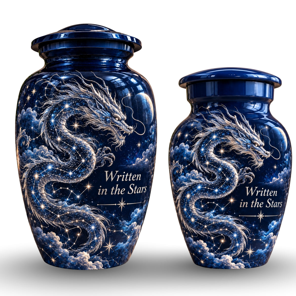 dragon design cremation urn with keepsakes, handmade aluminum urn – photo 7