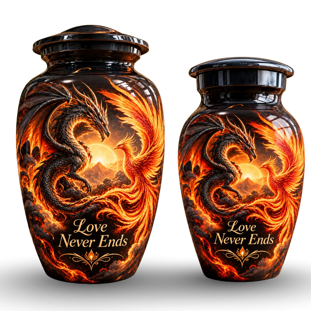 dragon design urn for human ashes, handmade aluminum urn – photo 7