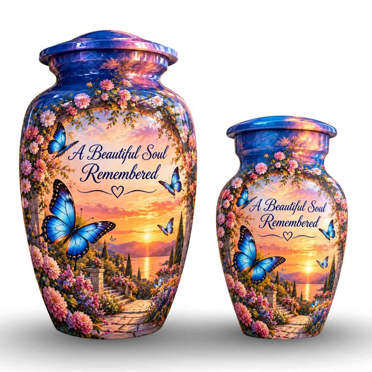 Lakeside Garden Cremation Urn for Human Ashes – Personalized Handmade Aluminum Urn