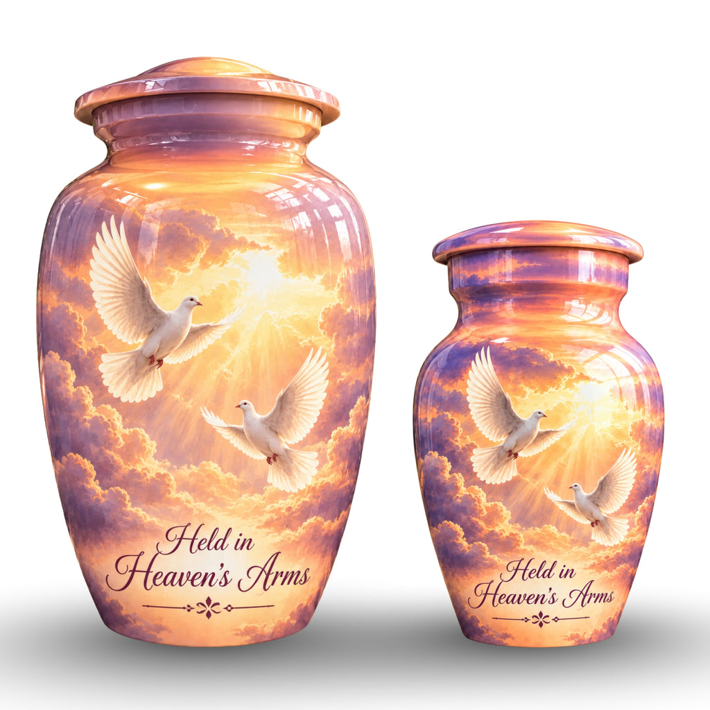 Heavenly Doves Cremation Urn for Human Ashes – Personalized Handmade Aluminum Urn
