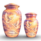 Heavenly Doves Cremation Urn for Human Ashes – Personalized Handmade Aluminum Urn