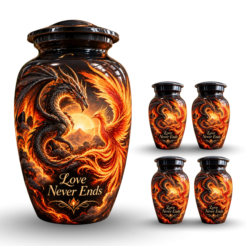 dragon design urn for human ashes, handmade aluminum urn – photo 8