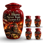 firefighter hero memorial cremation urn for human ashes, handmade aluminum – photo 8