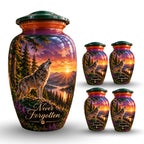 Wolf and Lake Cremation Urn for Human Ashes – Personalized Handmade Aluminum Urn