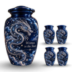 dragon design cremation urn with keepsakes, handmade aluminum urn – photo 8