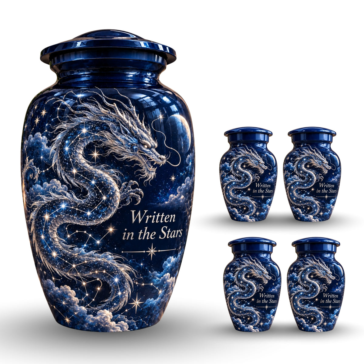 dragon design cremation urn with keepsakes, handmade aluminum urn – photo 8