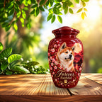 custom pet photo cremation urn for dogs, handmade aluminum pet memorial urn with photo – picture 9