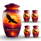 "Never Forgotten" Eagle Cremation Urn for Human Ashes – Personalized Handmade Aluminum Urn