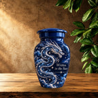 dragon design cremation urn with keepsakes, handmade aluminum urn – photo 9