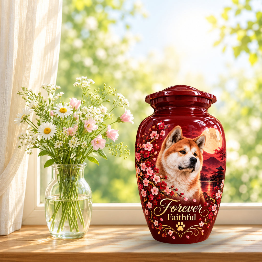 custom pet photo cremation urn for dogs, handmade aluminum pet memorial urn with photo – picture 10