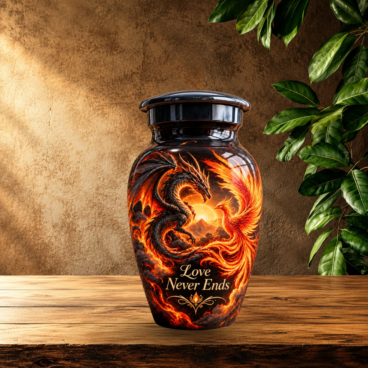 dragon design urn for human ashes, handmade aluminum urn – photo 9