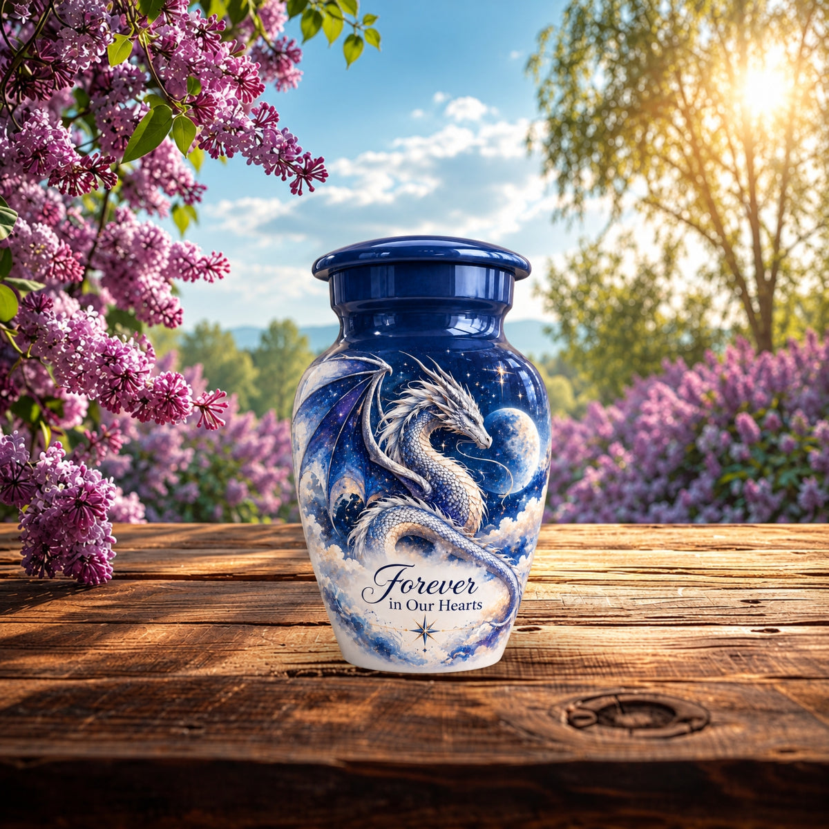 dragon cremation urn for human ashes, handmade aluminum urn – photo 9