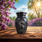 dragon memorial urn for ashes, handmade aluminum urn – photo 9
